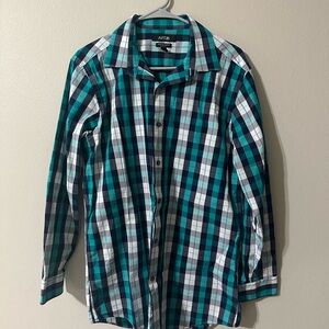 Apt. 9 Teal and White Casual Button Down Shirt